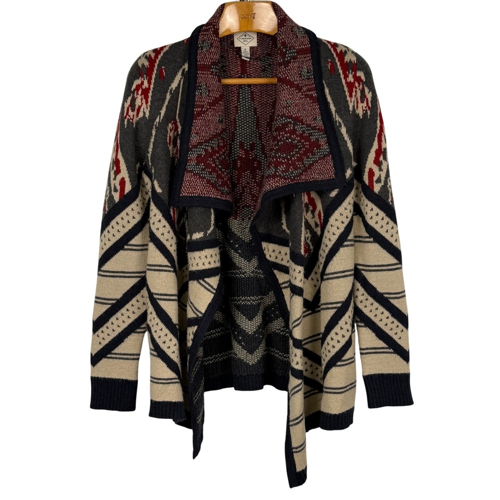 St John's Bay Cardigan Southwestern Geometric Open Front M Multicolor